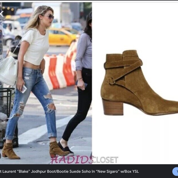 YSL Blake Jodhpur 40 boots in Suede Soho New Sigaro as seen on Kendall Jenner - Picture 7 of 15